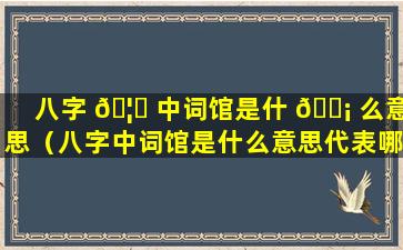 八字 🦟 中词馆是什 🐡 么意思（八字中词馆是什么意思代表哪些）